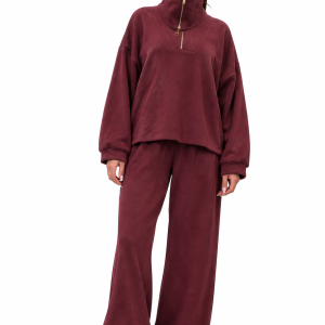 Premium Ribbed Cotton Half-Zip Set