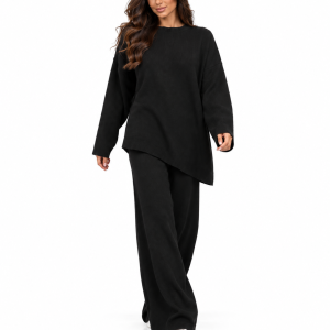 Asymmetric Oversized Knit Two-Piece Set