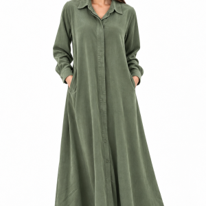 Soft Suede Maxi Shirt Dress
