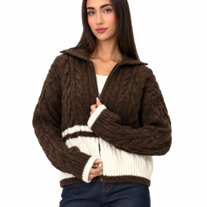 Contrast Cable Knit Cardigan
