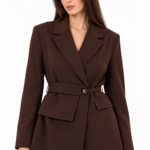 Elegant Crepe Belted Blazer