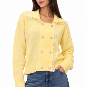 Amour Lace & Heart Button Knitwear