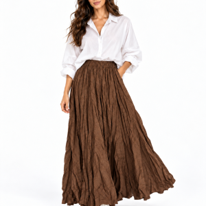 Crinkled Suede-Feel Maxi Skirt.
