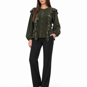 Soft Velvet Ruffle Blouse